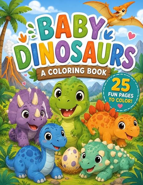 Cover of Big & Easy Baby Dinosaurs Coloring Book by Fuzzleberry