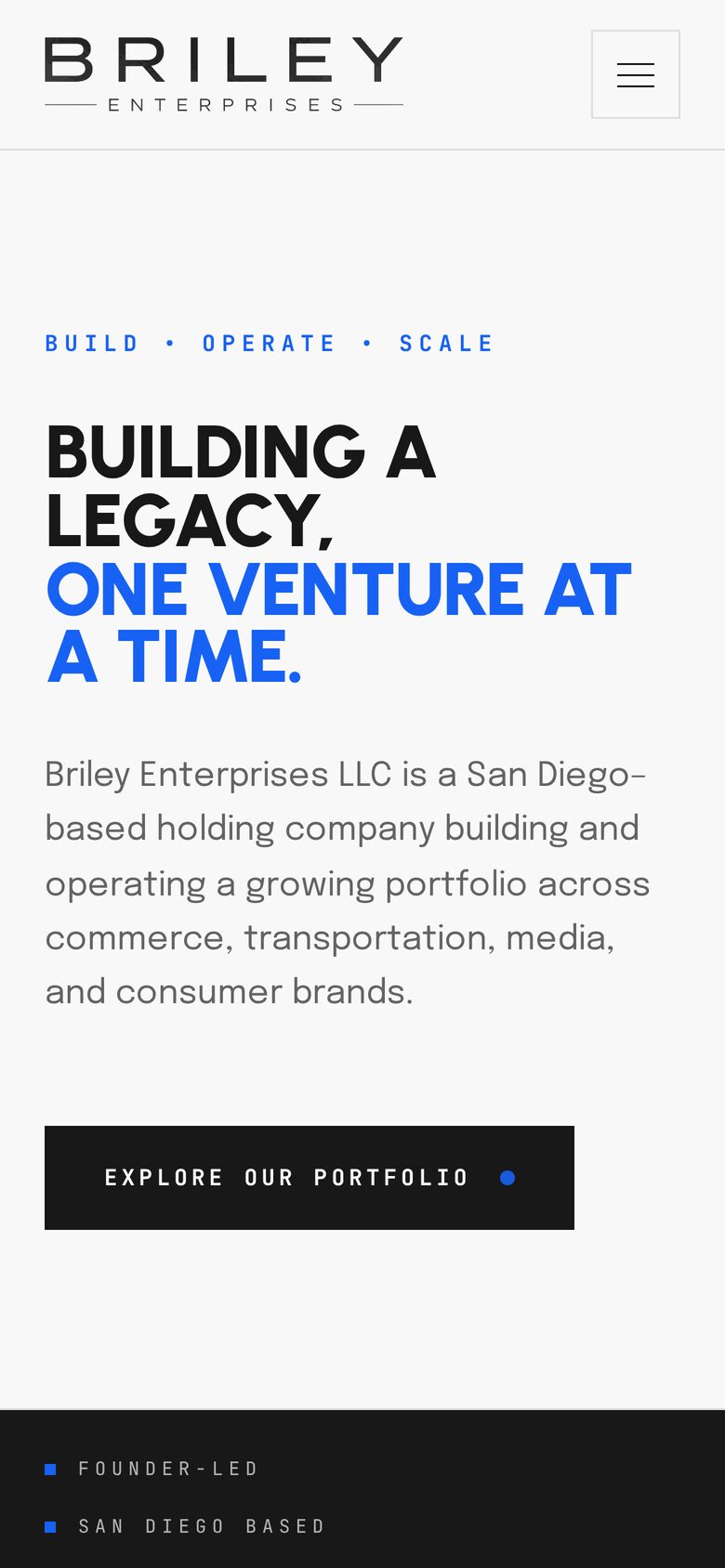 Briley Enterprises homepage on a mobile phone